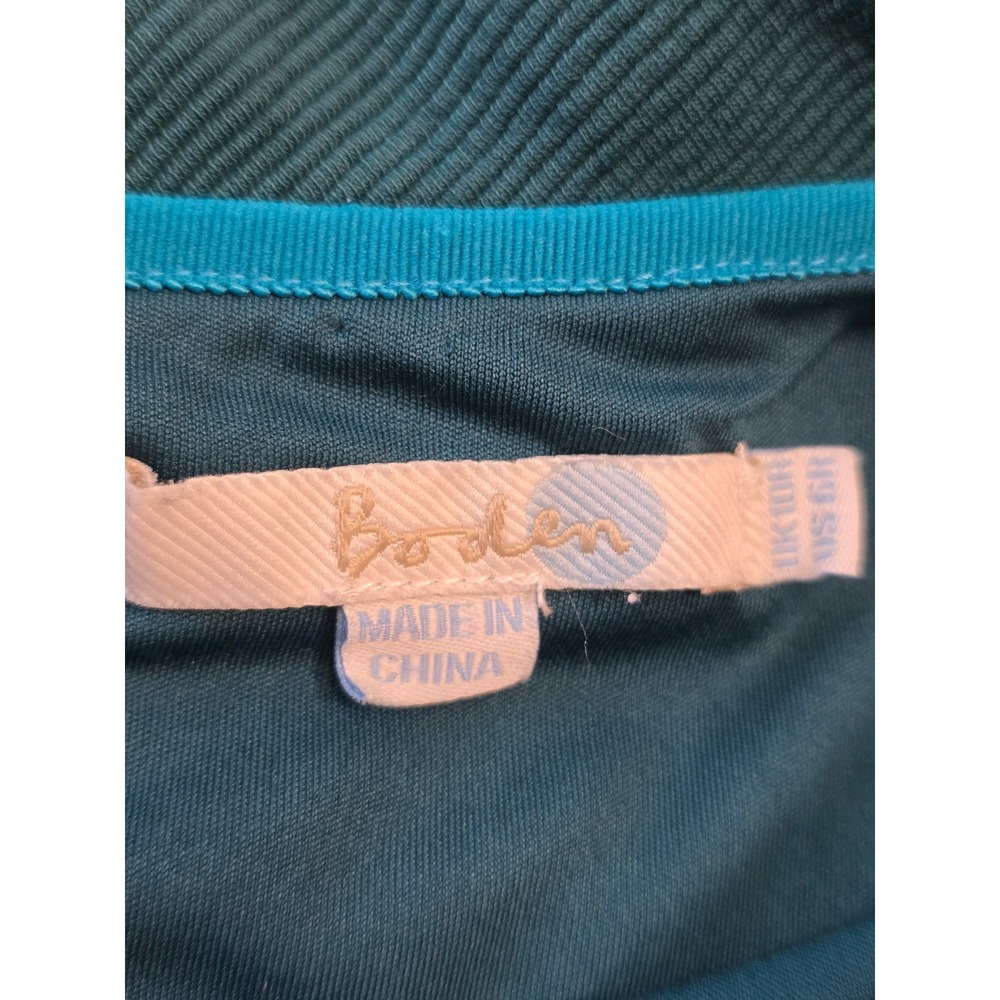 Boden Textured Teal Green Portrait Collar Midi Sheath Dress Gold Back Zip 3/4 6 - Picture 12 of 13